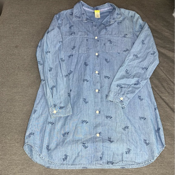 Disney Dresses & Skirts - Disney Mickey Mouse Denim Chambray Shirt Dress Cotton Small